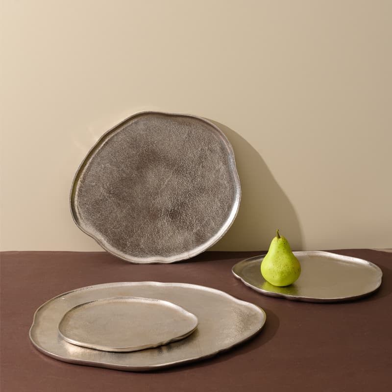 Imported Indian Aluminum Silver Irregular Shallow Fruit Tray Snack Nut Storage Tray Tea Tray Decorative Piece