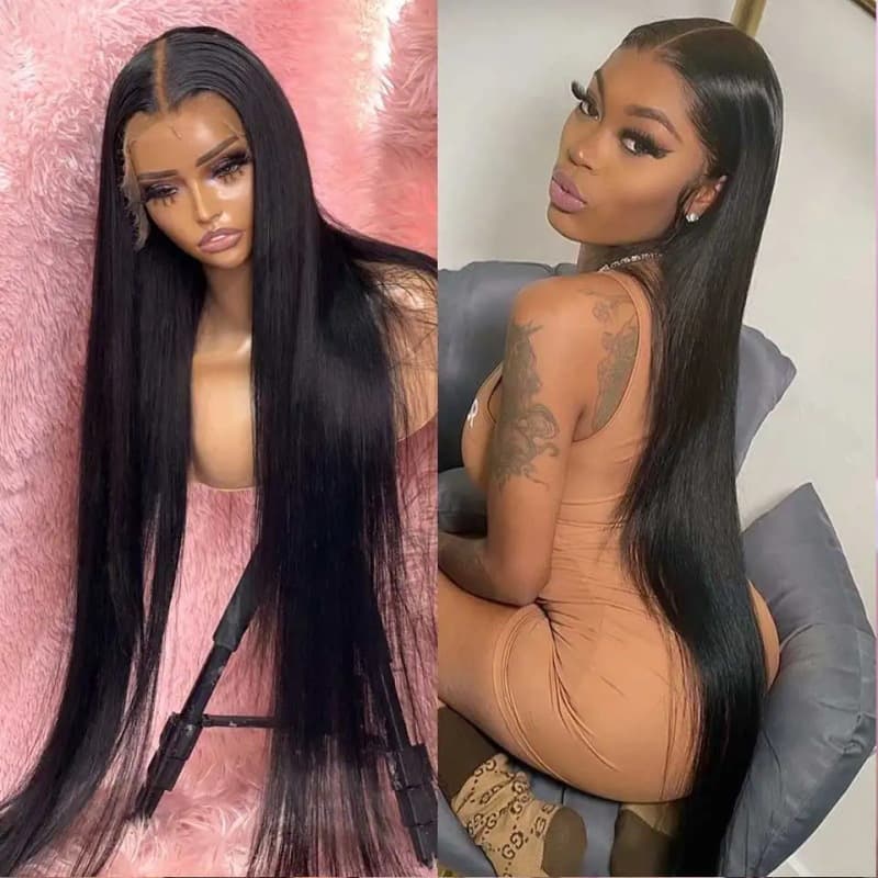 New European and American Cross-border Women's Front Lace Synthetic Wig Black Middle Part Long Straight Hair Amazon Wig Source
