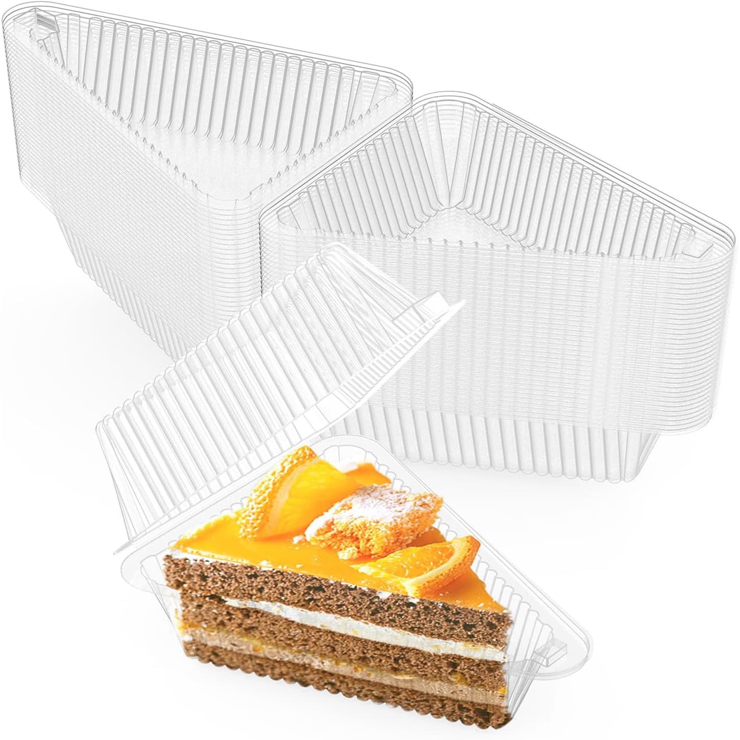 Triangular transparent cake boxes for durian mille-feuille sandwiches, disposable baking Western pastry food containers Amazon