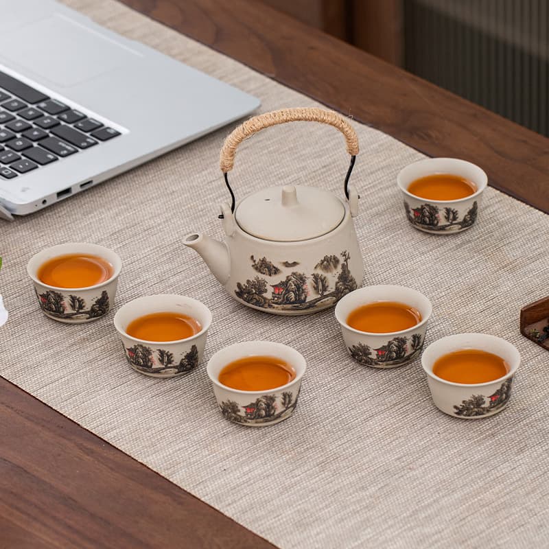 Complete Small Kung Fu Tea Set, Home Use Simple Modern Chinese Style, Hotel Room, Student Premium Tea Pot and Cups