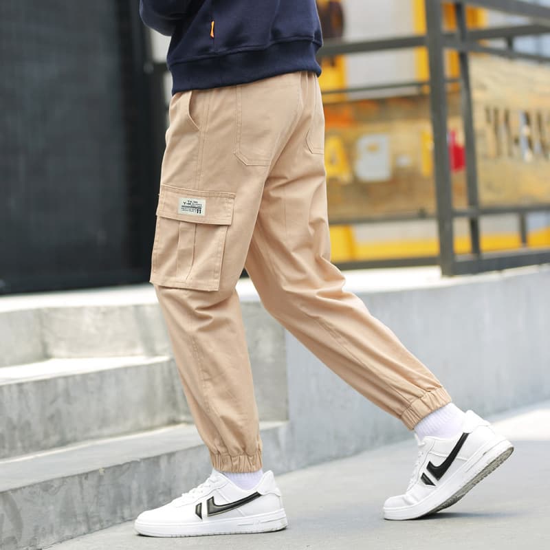 Vintage Pocket Cargo Pants Outdoor Multi-Pocket Warm Sports Pants for Big Boys Japanese Loose Fit