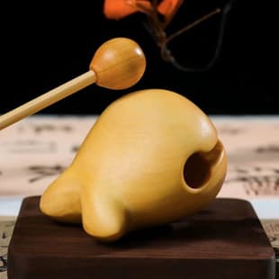 Boxwood Wood Carving Solid Wood Muyu, Portable Percussion Instrument, Meditation Stress Relief Dharma Tool, Buddhist Decoration