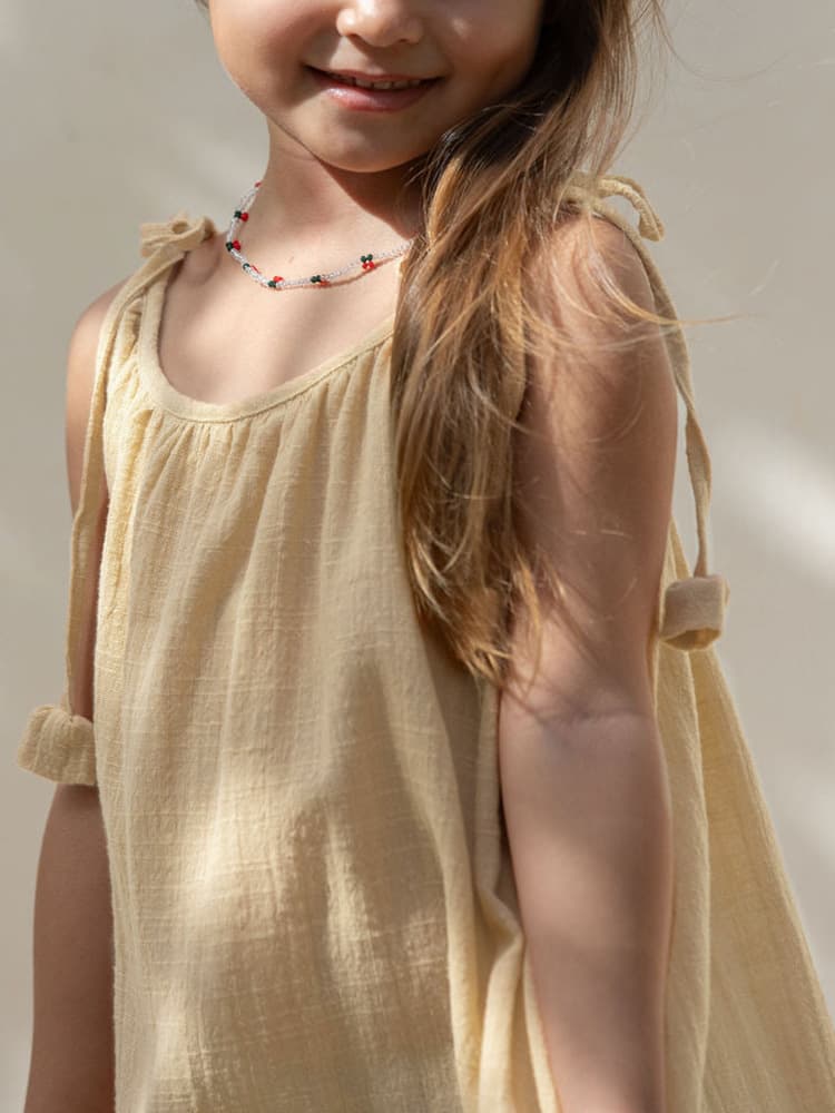 Cotton Sleeveless Beach Maxi Dress Casual Vacation Style Camisole Dress for Kids, Ruffled Round Neck Cute Dress for Baby Girls
