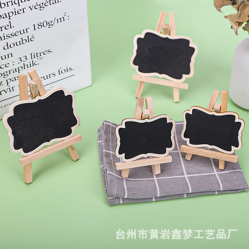 Cross-Border Creative Stand-Style Wooden Small Chalkboard, Desktop Mini Tripod Message Board, Party Display Board, Factory Direct