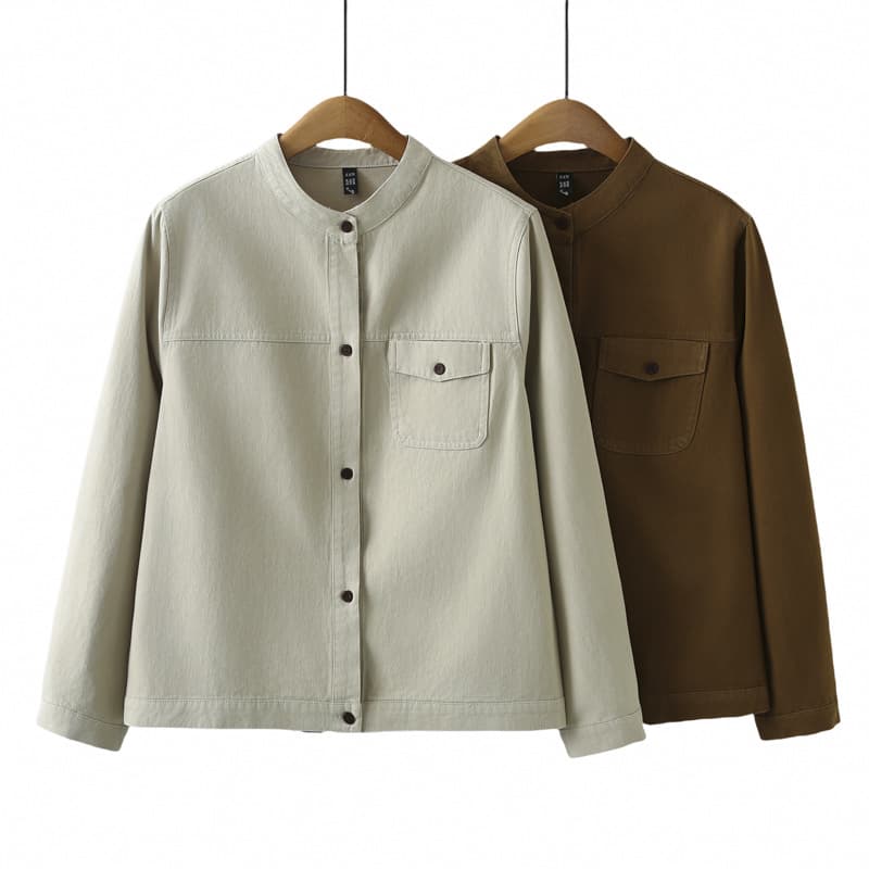 2025 Spring Plus Size Twill Cotton Jacket Women Round Neck Casual Coat for Heavy Set 200 lbs Versatile Long Sleeve Cardigan 2515