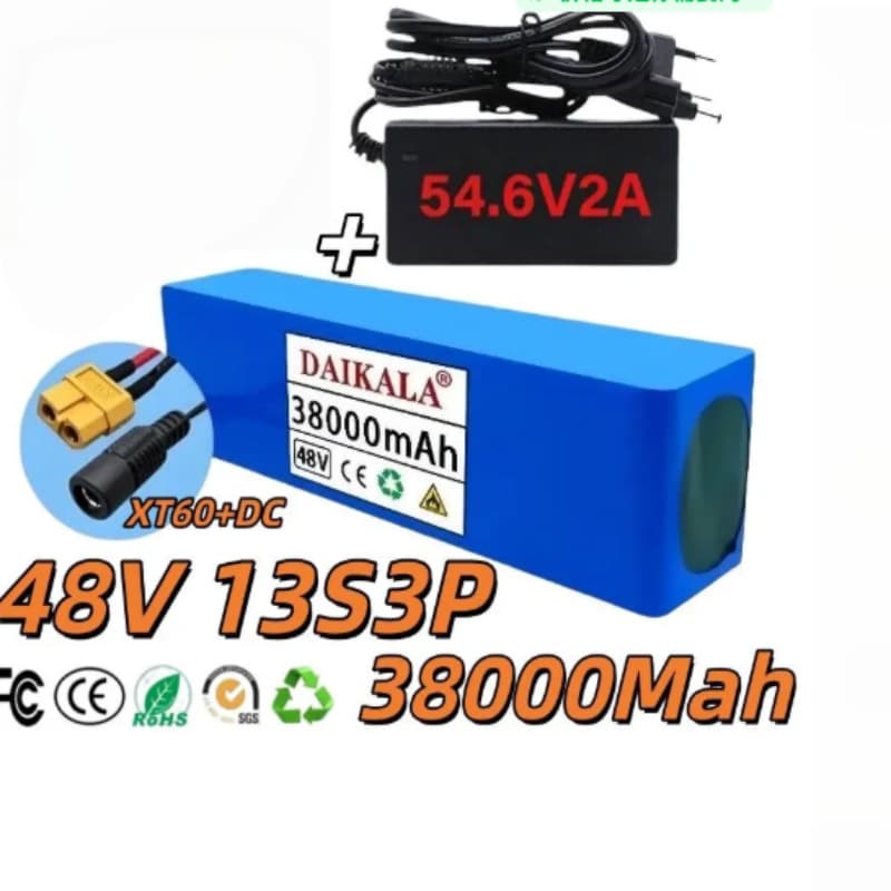 48V Lithium Battery 13S3P 38000mAh 18650 Li-ion Battery Pack for Electric Scooter with BMS