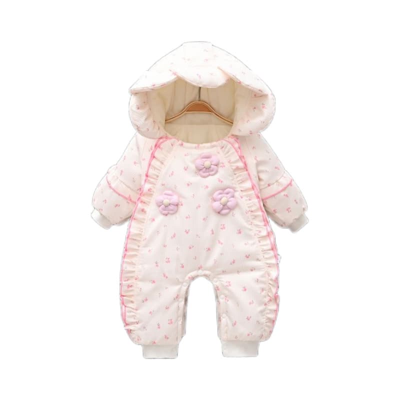 Baby Winter Outwear Romper Thick Fleece Warm Coat Girls Bodysuit Snowsuit Princess