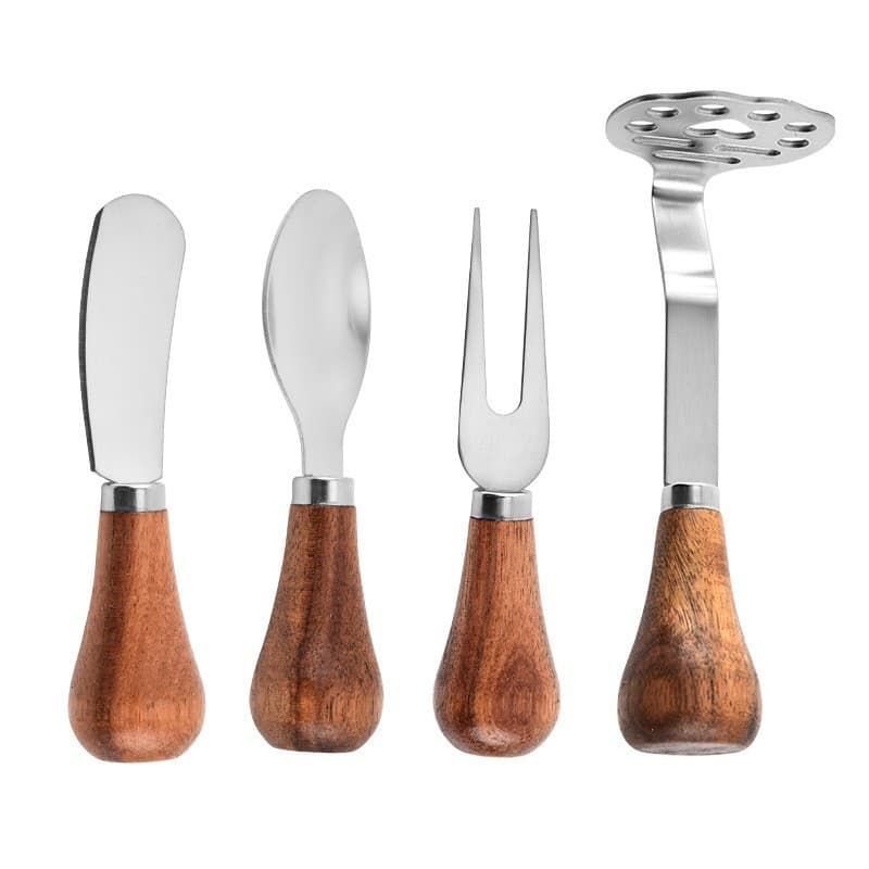 Standing acacia wood butter knife with wooden handle, cheese knife, jam and bread spreader three-piece set