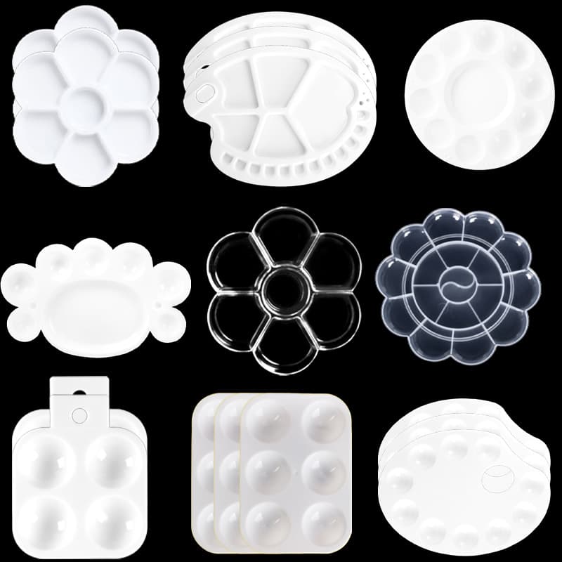 Cross-border Art Palette, PP Plastic Painting Palette, Children's Small Plum Blossom Shape Palette