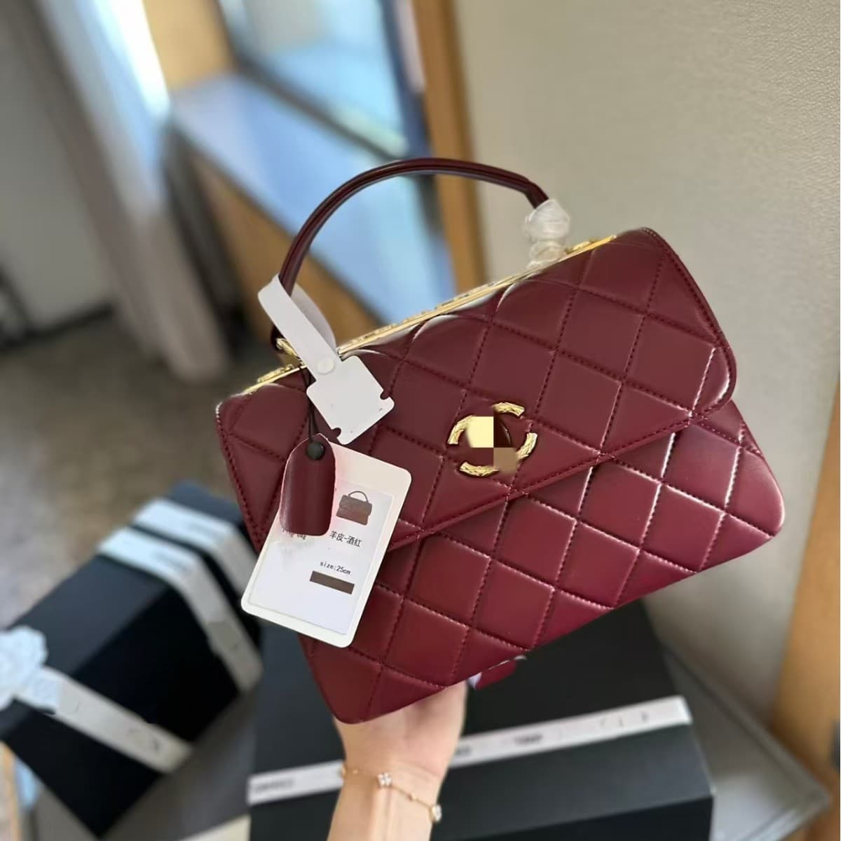 Hot-Selling Xiaoxiang Style New Diamond Quilted Double C Chain Handbag Genuine Leather Versatile Women's Bag Shoulder Crossbody Bag