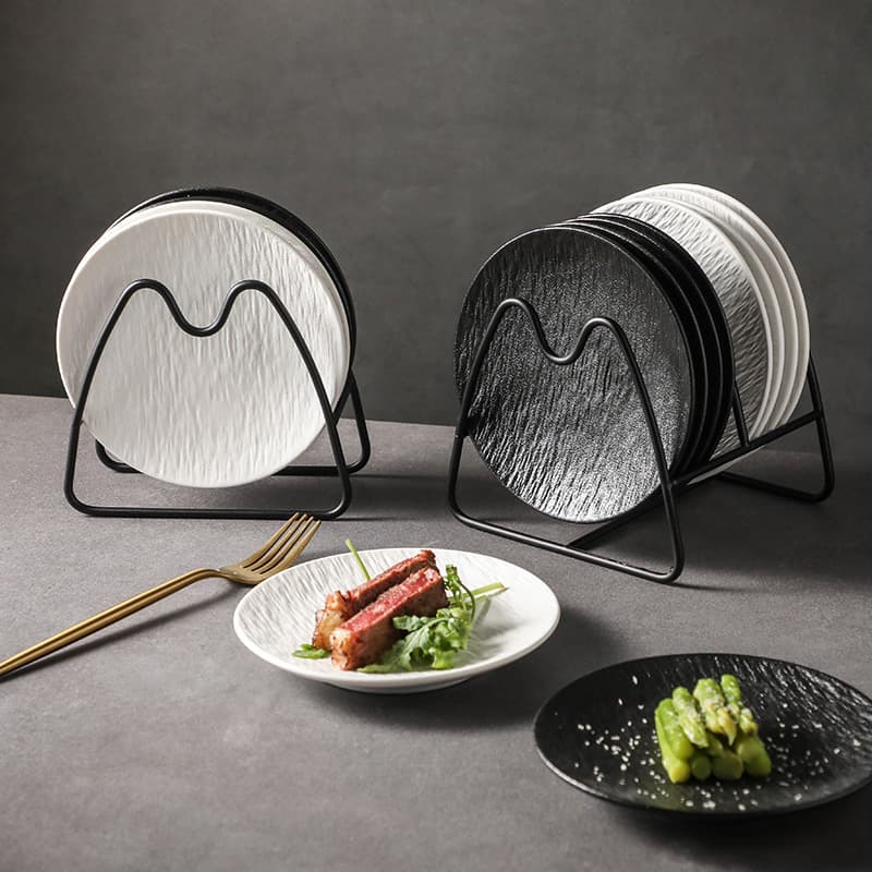 Ceramic bone spitting dish storage rack for home use, including bone dishes, dining table waste dishes, desktop plates, cake plates, and snack plates.