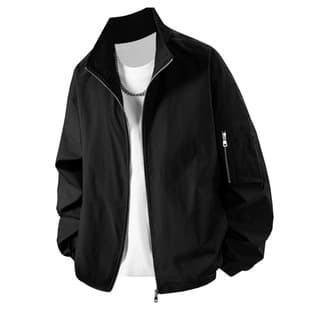 Two-Button Solid Color Baseball Collar Pilot Jacket Men Youth Spring Autumn Casual Fashion Versatile Baseball Jacket Outerwear