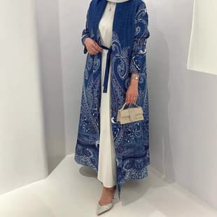 Miyake Pleated Fashion Casual Trendy Printed Cardigan, Elegant Trench Coat Dress for Women