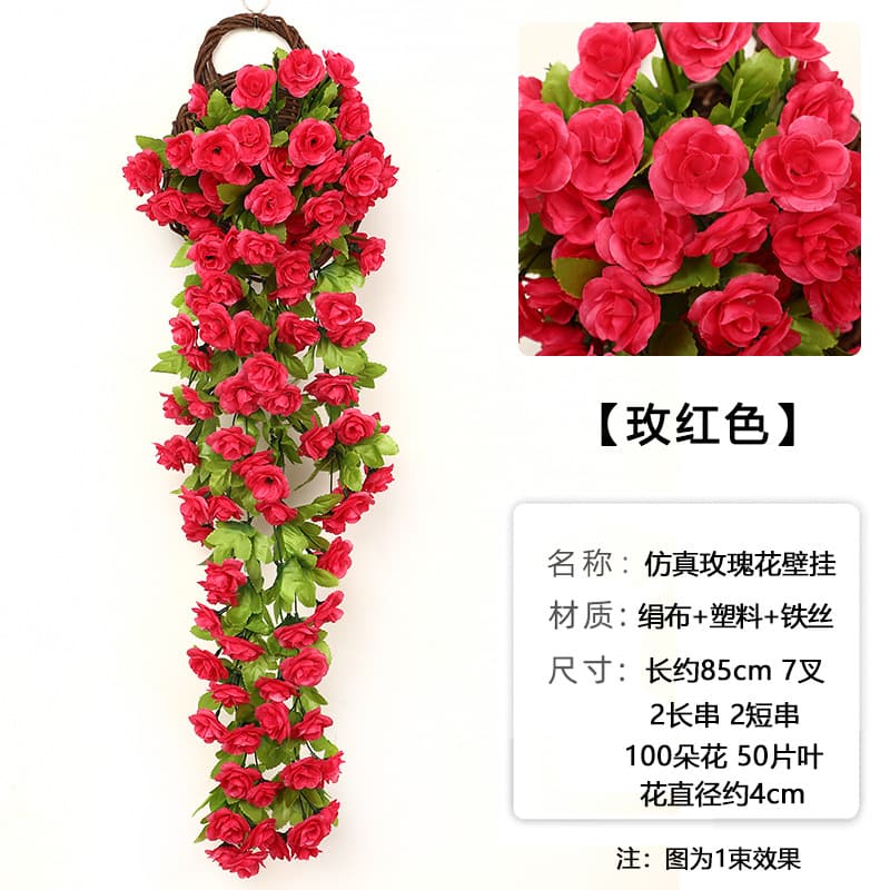 Artificial Violet Flower Vine Wall Hanging Basket for Living Room Balcony Home Decoration