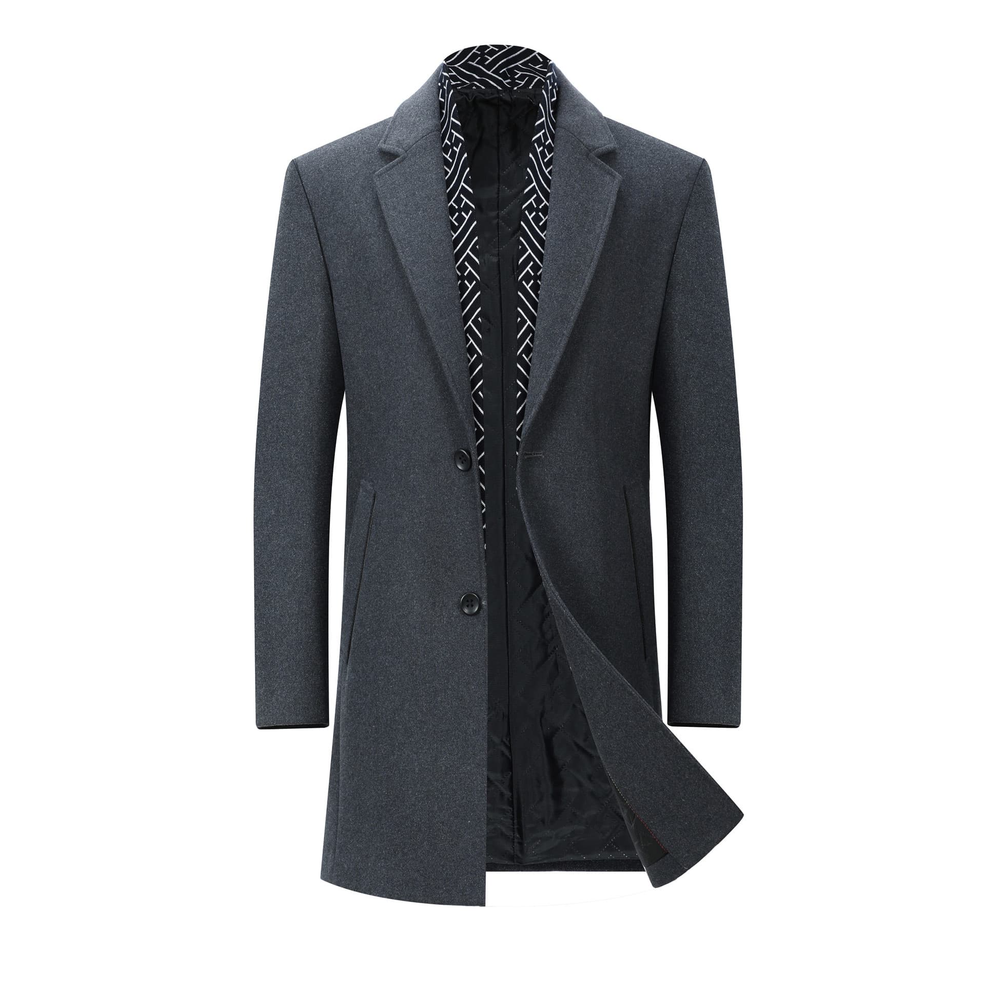 2025 Autumn/Winter New Men's Trench Coat, Suit Collar, Business Casual Mid-Length Wool Coat for Men