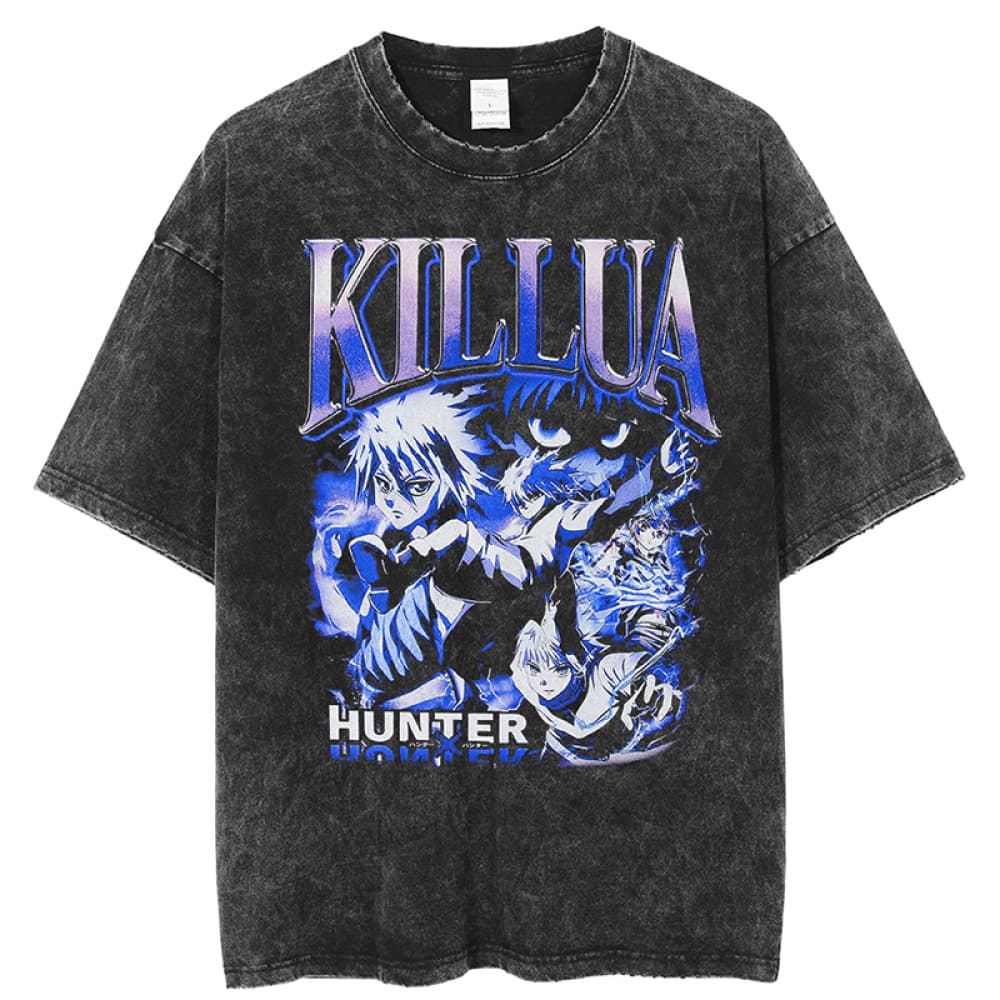 Hunter X Hunter Washed T-Shirt Anime Tshirts Hip Hop Men Streetwear