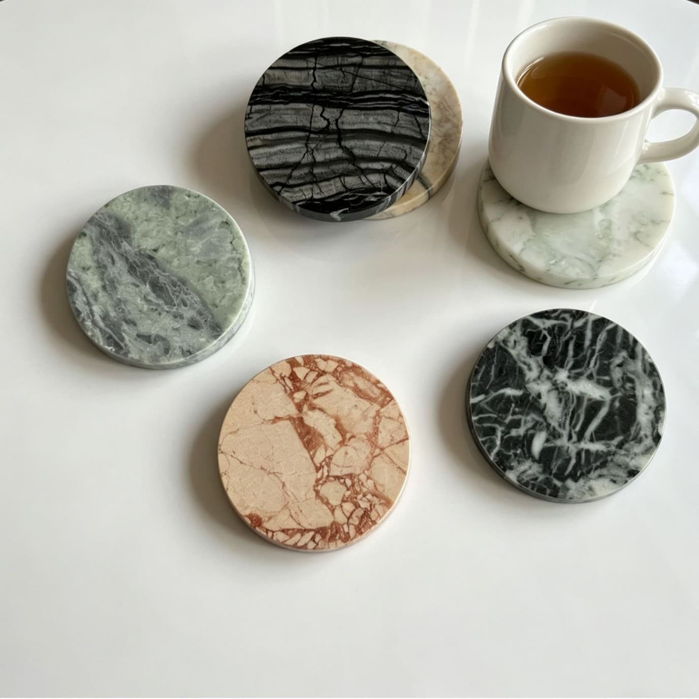 Light luxury natural marble coasters source factory direct supply thermal insulation anti-scalding anti-slip coffee tea coasters wholesale in stock