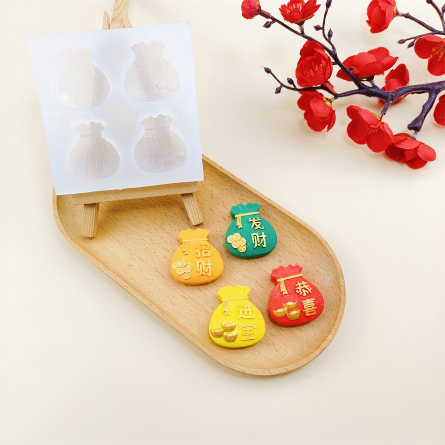 Blessing bag to attract wealth, congratulations on getting rich cake, chocolate fondant silicone mold, handmade soap plaster ornament mold