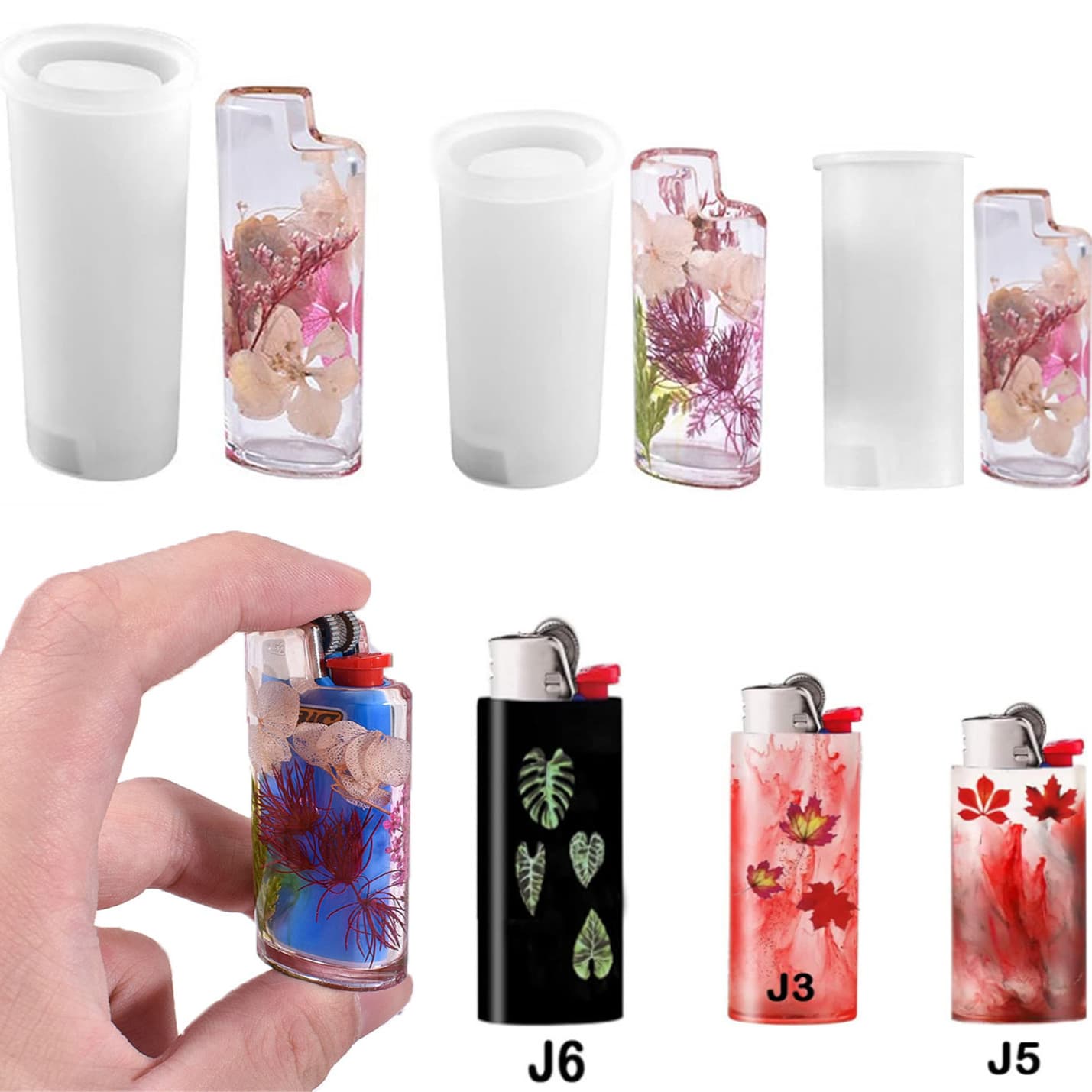 Bic Lighter J3 J5 J6 Protective Case Resin Silicone Mold Epoxy DIY Lighter Storage Box Home Decoration