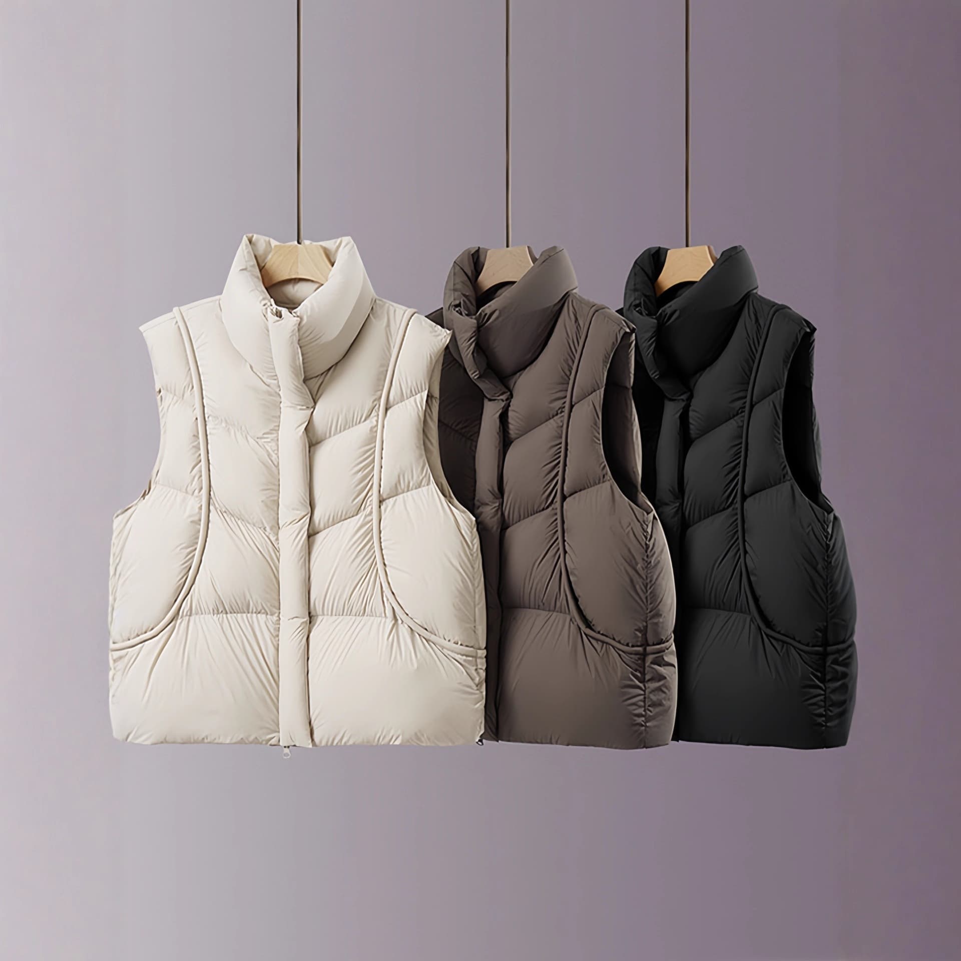 Down Vest for Women Autumn Winter Outer Wear Stand-up Collar 2025 New Fashionable Stylish White Duck Down Shoulder Jacket Waistcoat Outerwear