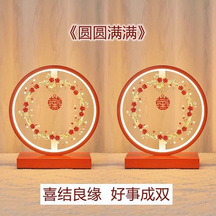 Wedding bedside lamp pair, eternal lamp for wedding room dowry, wedding celebration gift for bride, festive red lamp
