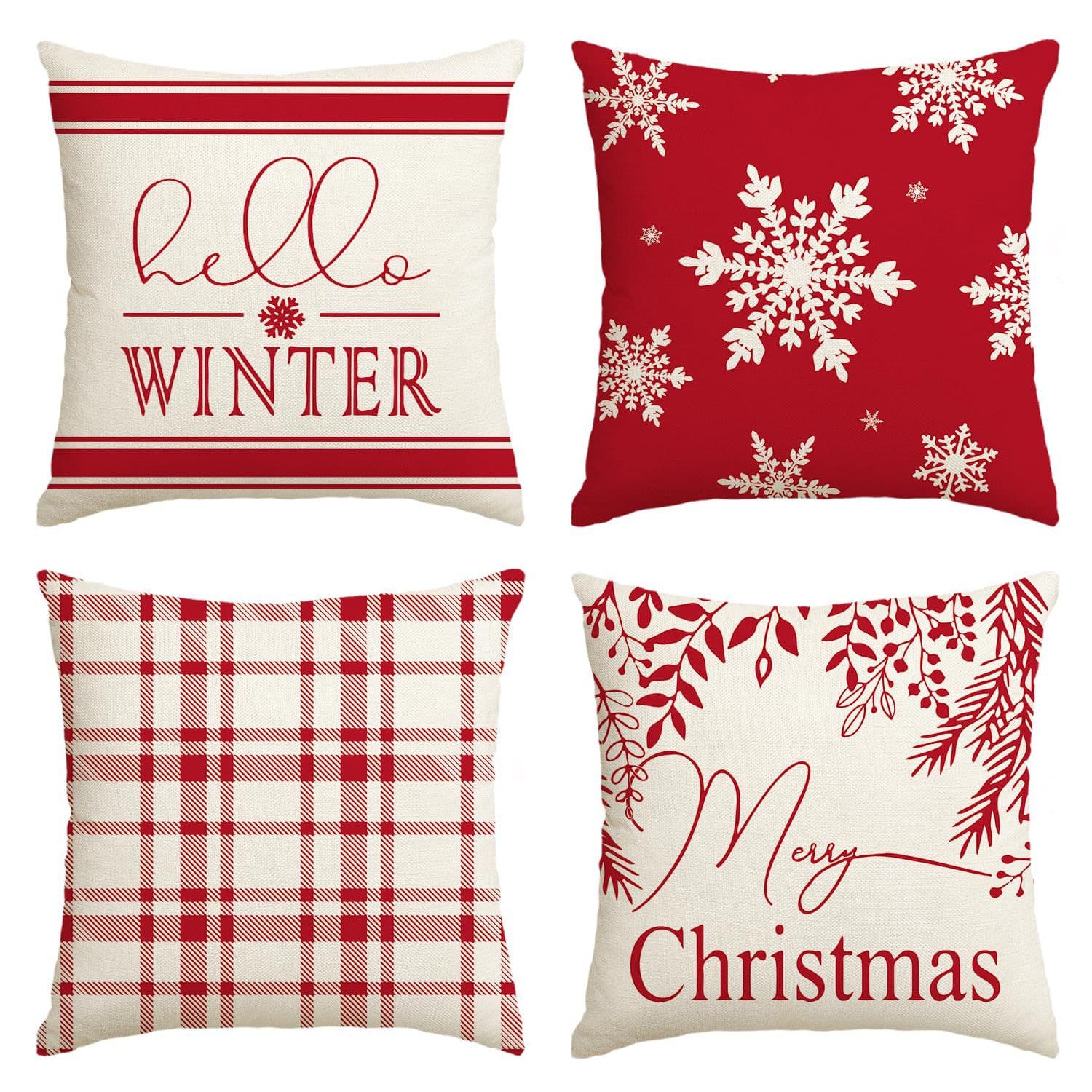 Amazon Best-Selling New Christmas Snowflake Pillow Cover Plaid Living Room Sofa Cushion Cover