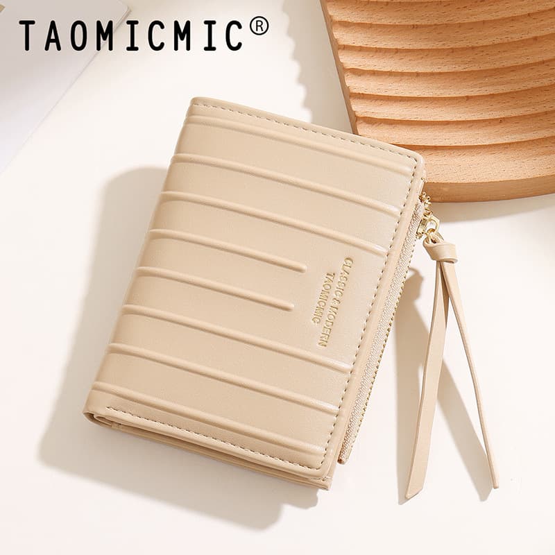 Foreign trade hot-selling high-value three-dimensional striped two-fold women's wallet, fashionable and simple large-capacity wallet and card holder in one