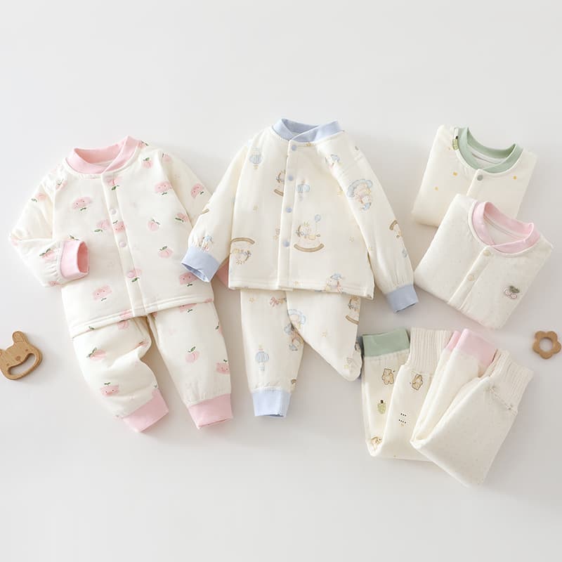 Autumn/Winter Baby Cotton Padded Set, Pure Cotton Newborn Clothes, 40g Cotton Quilted Jacket, Baby Top and Pants, Separate High-Waist Belly Protection