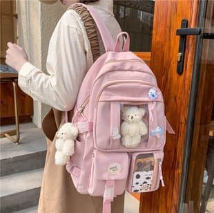 Ins Style Large Capacity High School Student Backpack Korean Version Original Ulzzang Cartoon Middle School Backpack