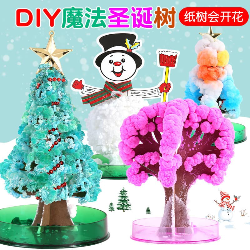 Magic Growing Paper Tree Christmas Tree Water-Activated Blossoming DIY Crystal Tree Handmade Toy Christmas Gift