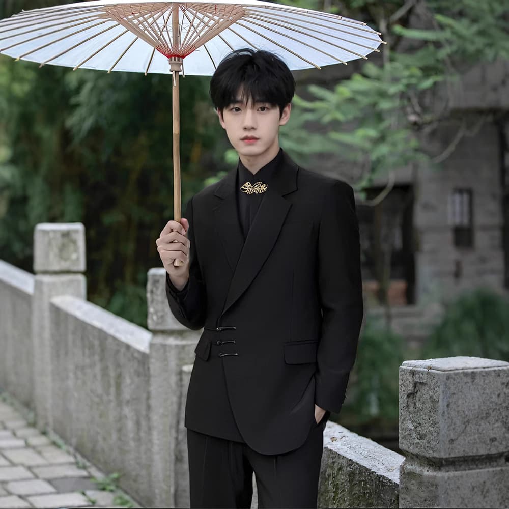 Men's new Chinese-style tops, spring and autumn new Chinese-style buckle suits, dresses, high-end Tang suits, tunic suits