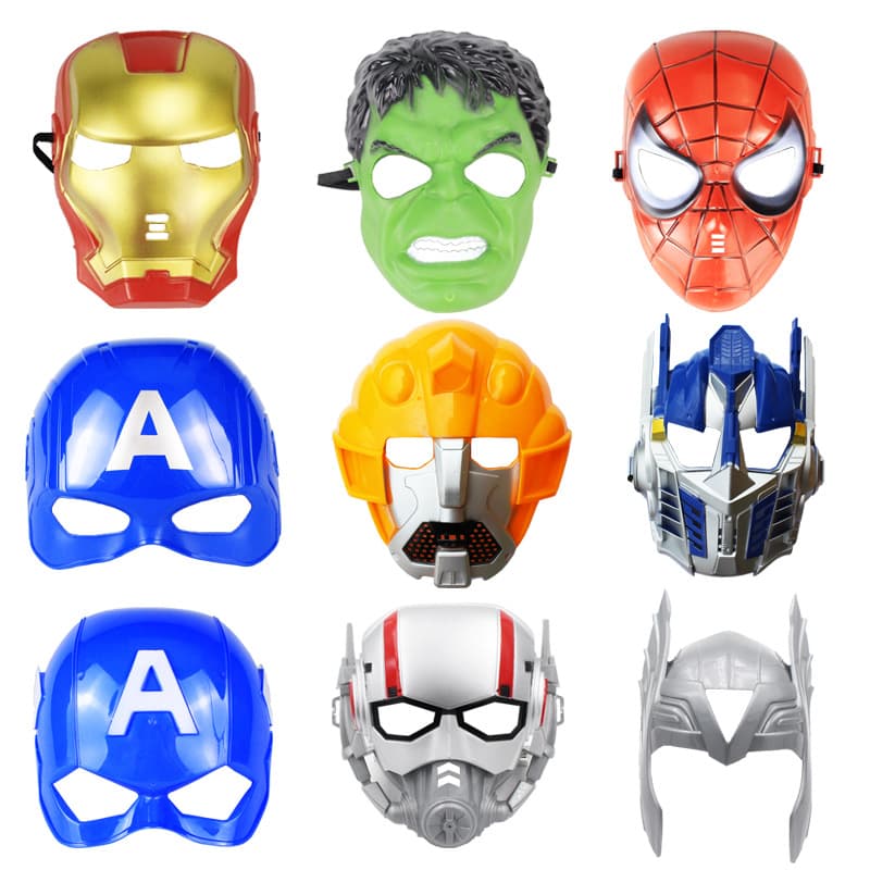 Marvel Kids Toy Cartoon Spiderman Ironman Captain Green Giant Full Face Non-Luminous Mask Unisex Funny Style Plastic Mask