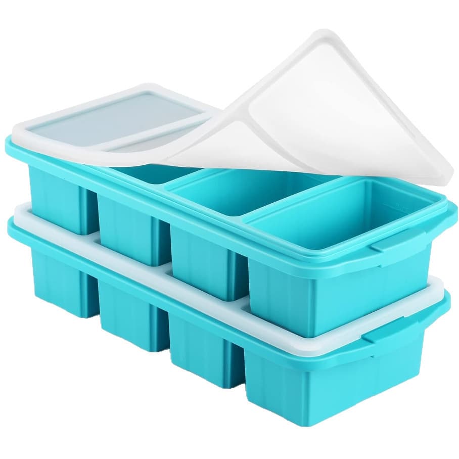 Cross-border Frozen Soup Silicone Mold Ice Tray 4 Grid Home Food Storage Container with Lid