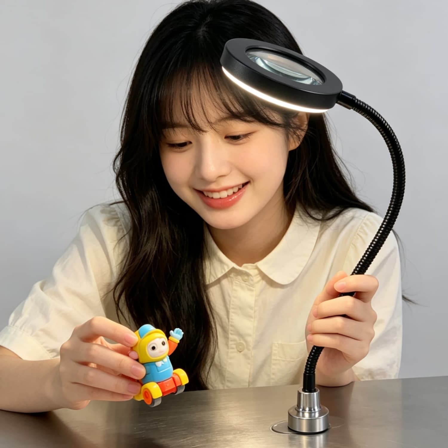 Magnet base universal hose magnifying glass lamp LED magnetic base repair welding high definition magnifying fill light