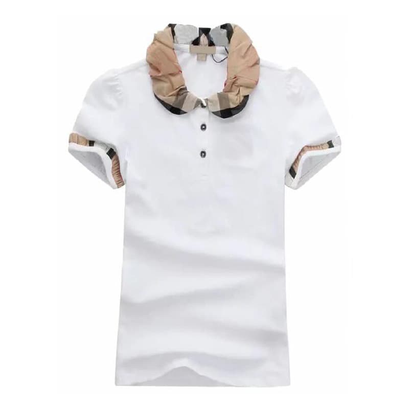 European B Brand Women's High-Quality Summer New Fashion Classic Embroidered Fitted Check Collar Short Sleeve S-XXL
