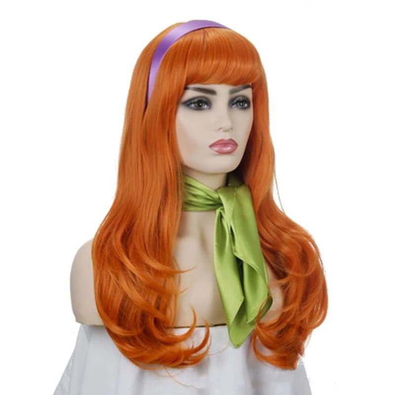 European and American long wavy orange wig for movie Scooby-Doo Daphne Blake wig factory direct