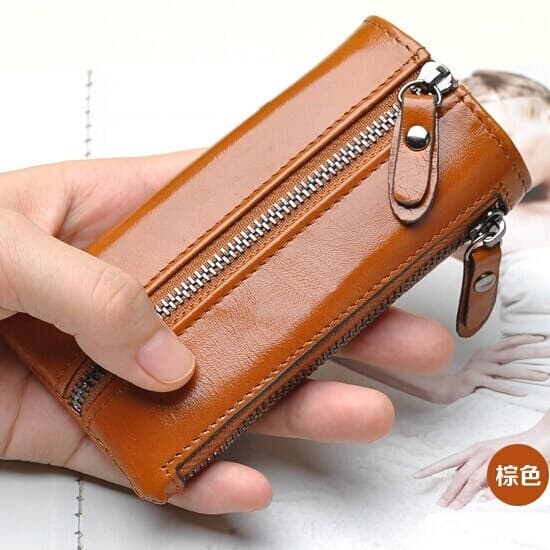 Cross-Border Stock Wholesale Oil Wax Cowhide Women's Key Case Multi-Color Genuine Leather Home Coin Purse