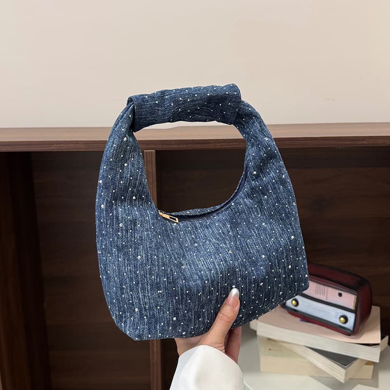 2026 new summer style high-looking denim niche women's bag simple crossbody bag Korean style fashionable crescent bag