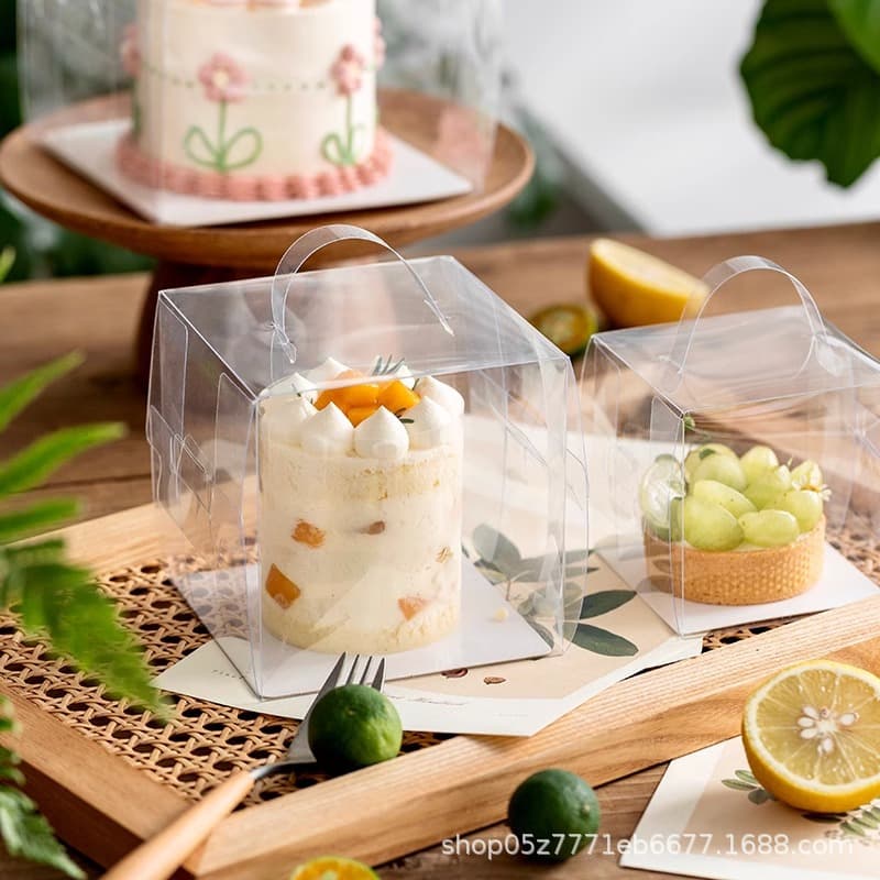 4-Inch Portable Transparent Cake Box, Heightened 2/3/5/6-Inch Small 4-Inch Birthday Mousse Lava Cake Packaging Box
