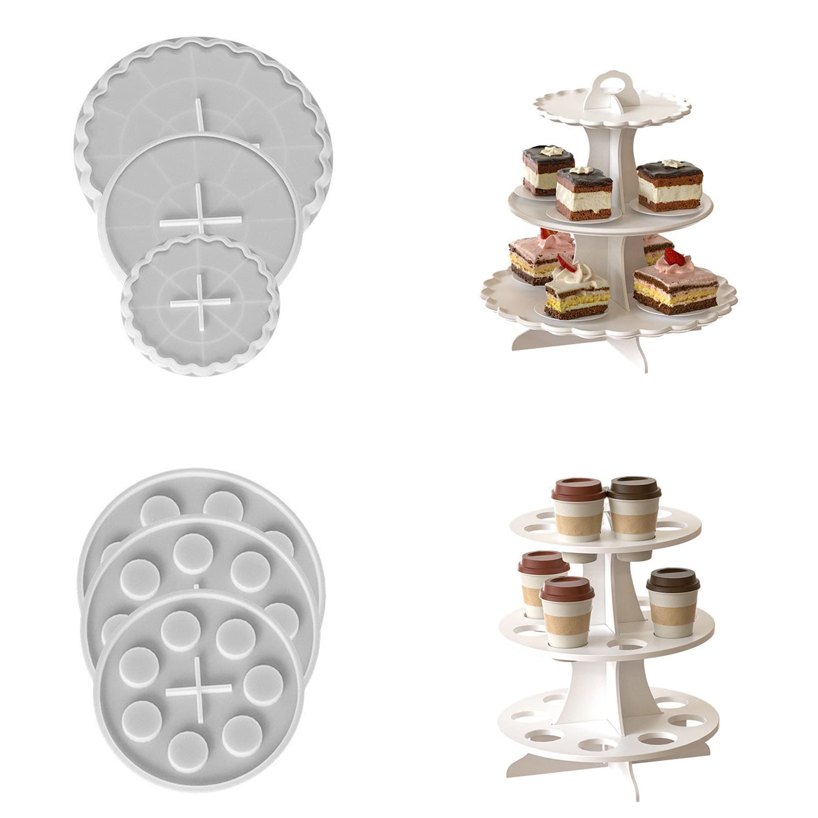 Cup Storage Stand Tray Resin Silicone Mold DIY Three-Layer Cake Gypsum Storage Rack Ornament