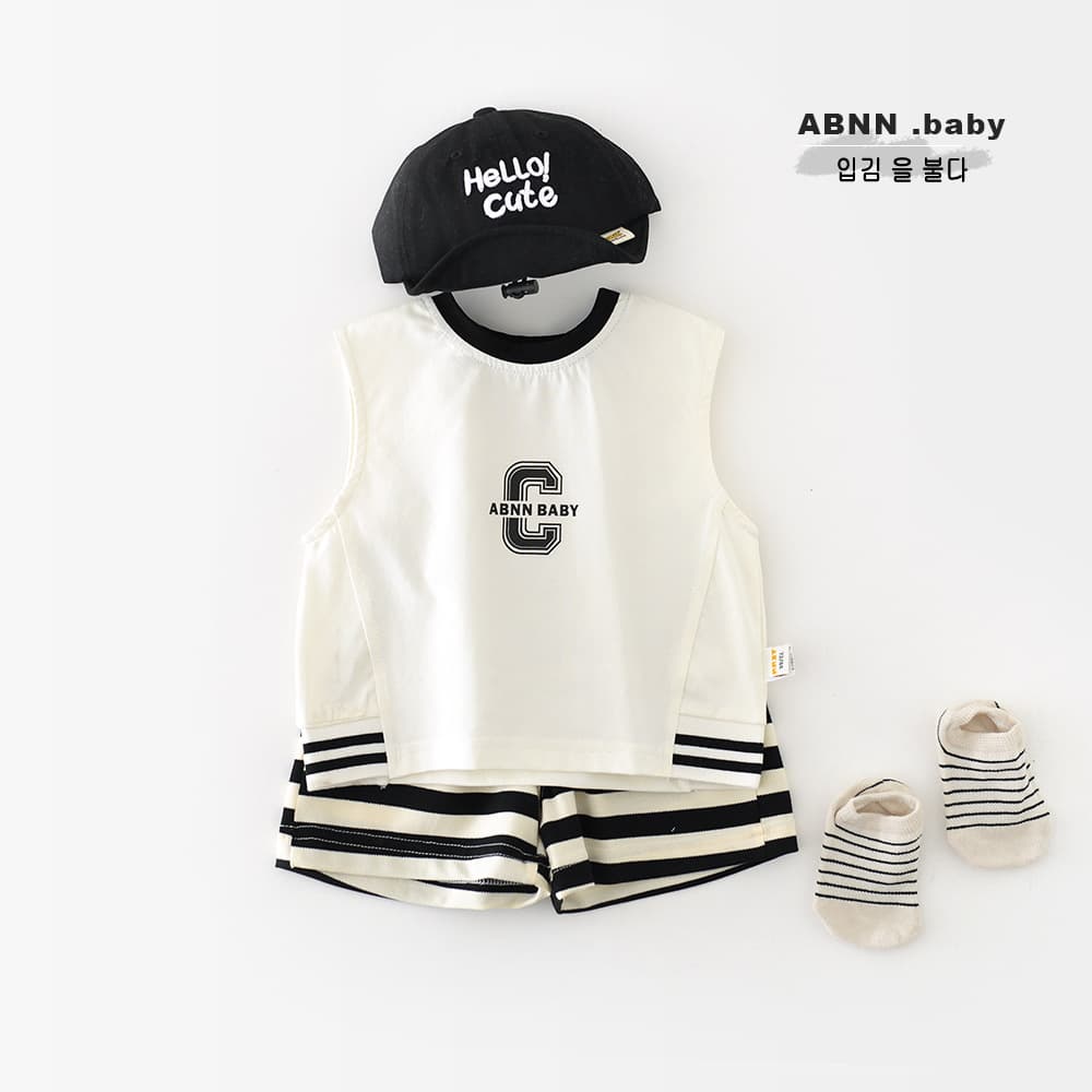 2026 Summer New Striped Letter C Vest Set Baby Toddler Sleeveless Two-Piece 52067