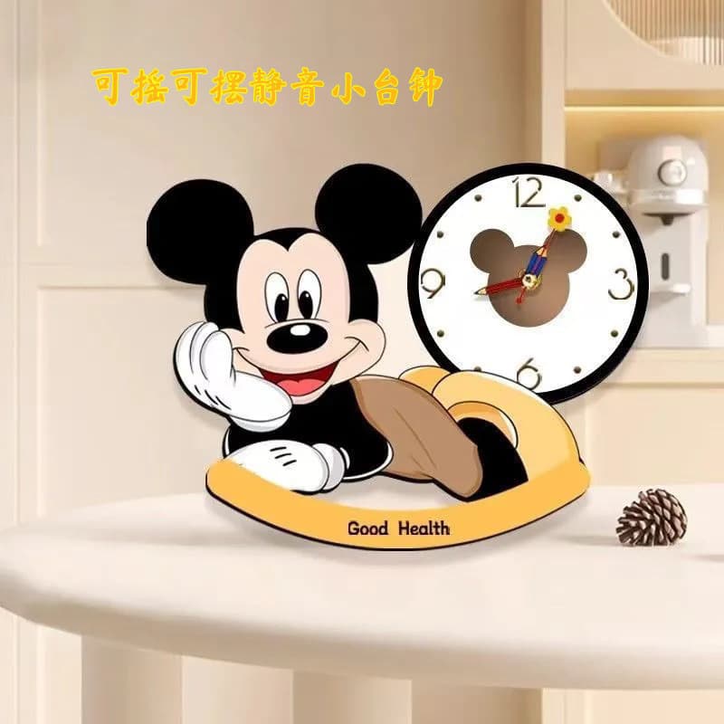 Internet celebrity new panda advanced creative clock ornaments tumbler home silent clock children's room table display Mickey