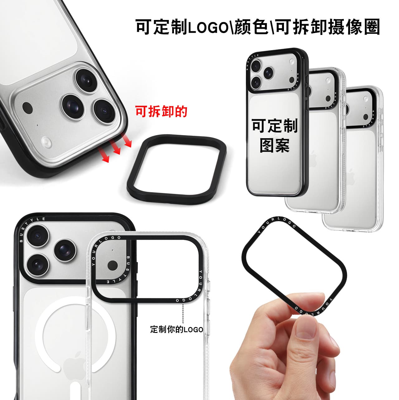 TPU environmentally friendly Bayer material is suitable for iPhone17promax Apple 16P detachable camera ring two-in-one mobile phone case