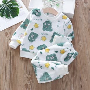 Baby Winter Pajama Set Infant Toddler Kids Clothing Boys Girls Autumn Winter Flannel Homewear