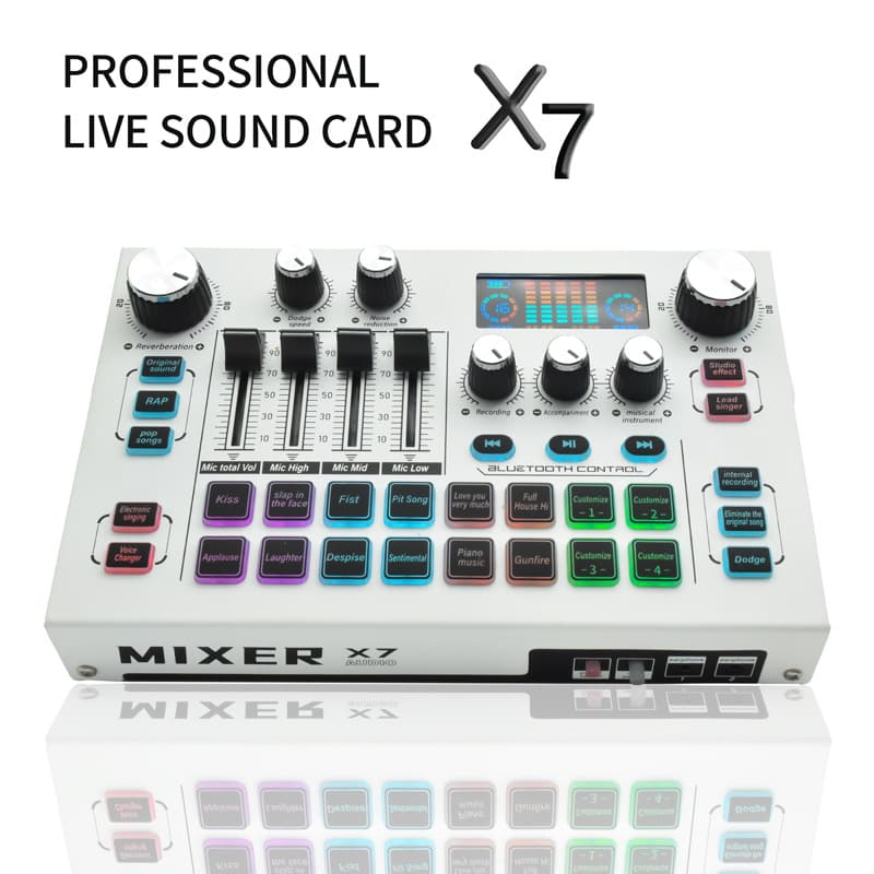 Cross-border English Version Sound Card for Recording, Live Streaming, Karaoke, Phone & PC, Customizable Sound Effects, 48V, All-Metal, X7
