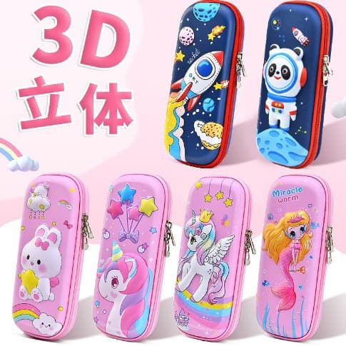 New Cartoon 3D Pen Bag Wholesale, EVA Stationery Case Pencil Box Large Capacity Student Gift Factory Stock