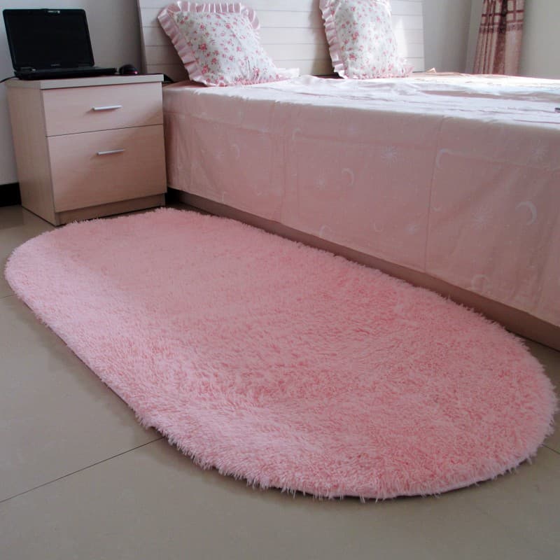 Girly pink oval carpet floor mat home living room coffee table bedroom room bedside bedside blanket car car