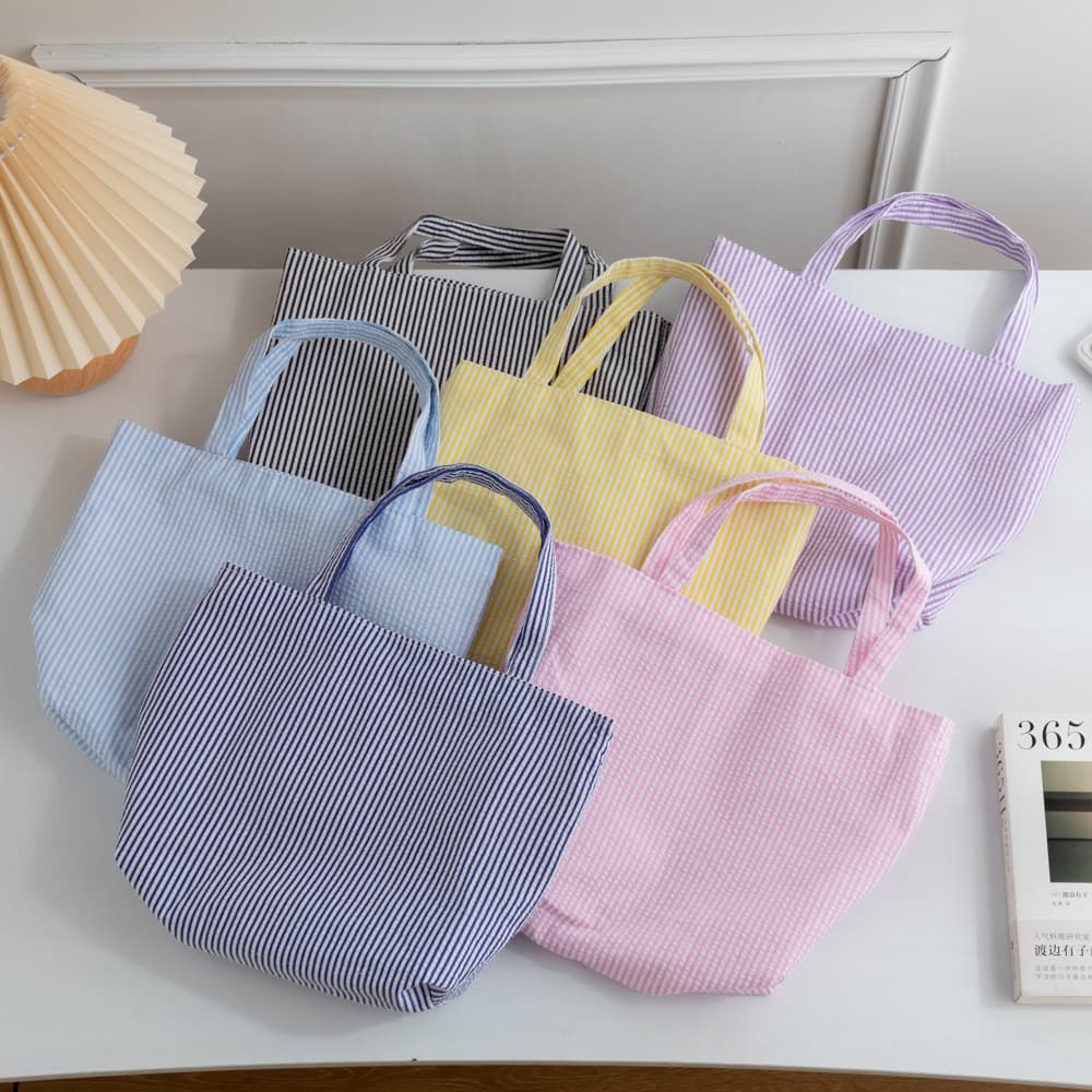 New Foreign Trade Striped Tote Bag for Women, Lazy Style Large Capacity Shopping Bag, 2025 Summer Retro Underarm Handbag