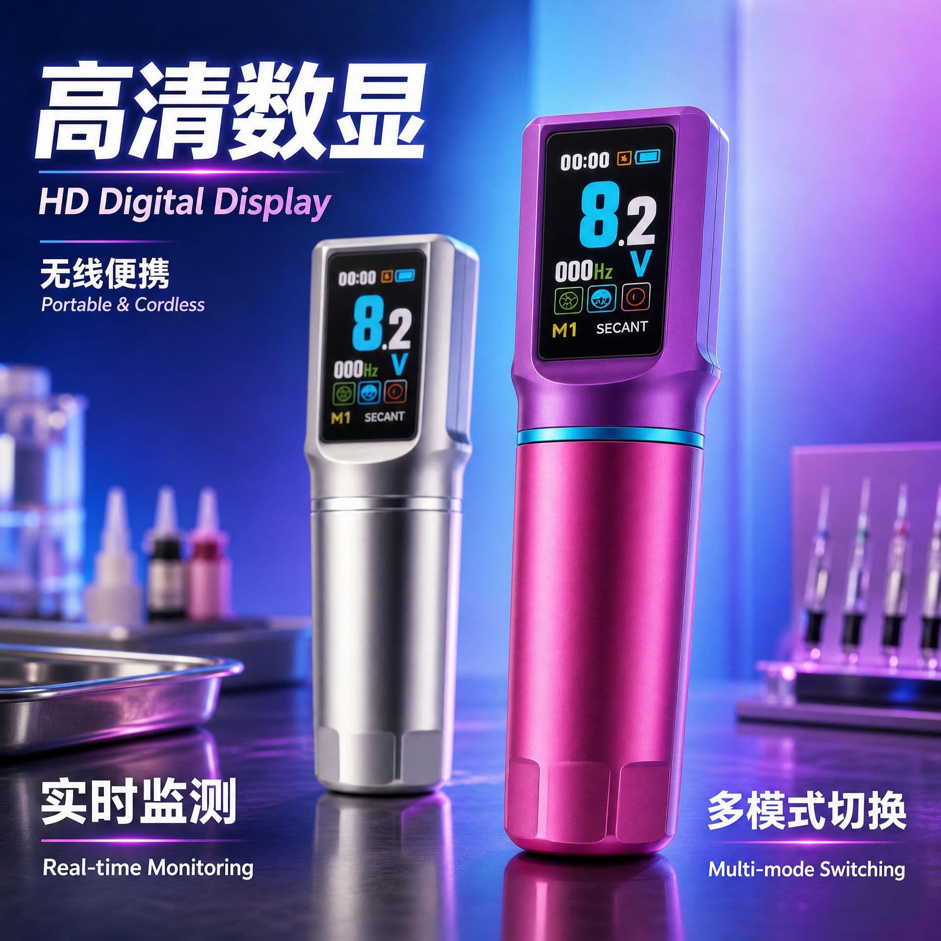 New product factory direct sale color screen tattoo pen embroidery pen wireless charging tattoo machine adjustable needle length