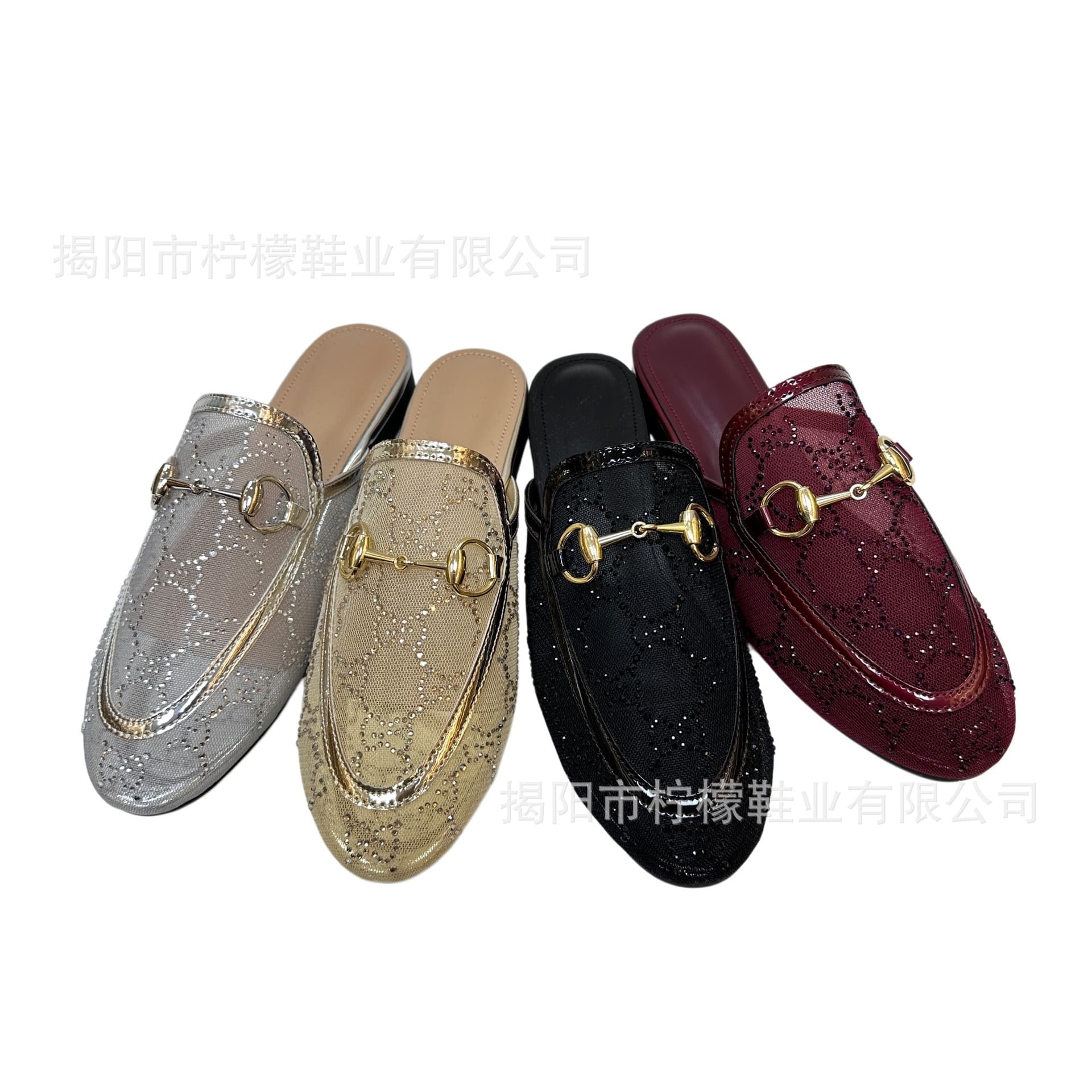 2026 New g Brand Lace Retro Spring and Summer Breathable Mesh Slip-On Women's Flat Sandals 368-2
